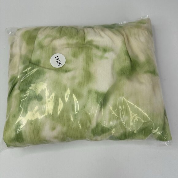 Line & Dot Women's Green Chiffon Tiered Square Neck Luxury Palm Maxi Dress L/C37 - Picture 16 of 16